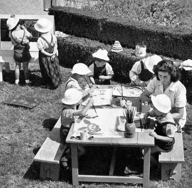 An Olivetti-sponsored kindergarten for the employees’ children, one of the services offered by the company.