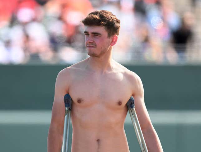Image for article titled Streaker On Crutches