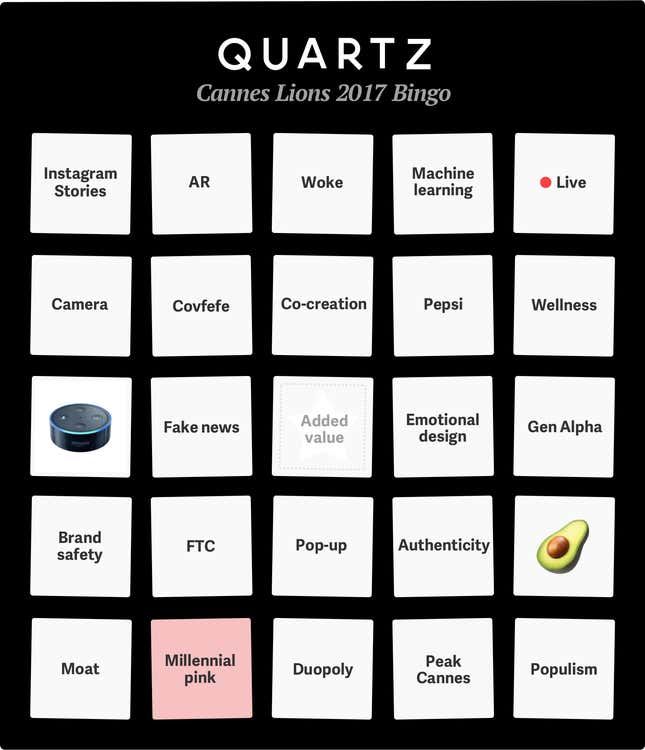 Image for article titled Cannes Lions bingo: The ad industry’s top buzzwords and jargon in 2017