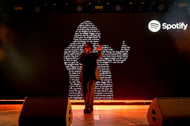 Kendrick Lamar performs on stage as Spotify hosts an evening of music with star-studded performances with DJ Pee .Wee aka Anderson .Paak and Kendrick Lamar during Cannes Lions 2022 at Spotify Beach on June 20, 2022 in Cannes, France.