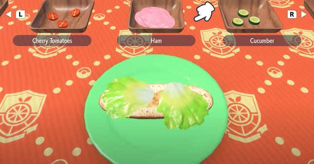 The sandwich making scene shows ham being added. HAM.
