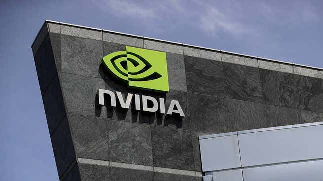 A logo of Nvidia on an office building.