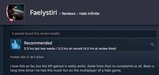 Image for article titled Halo Infinite’s Multiplayer, As Told By Steam Reviews