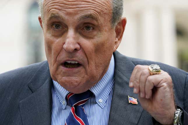 Former New York City mayor Rudy Giuliani speaks during a news conference on Tuesday, June 7, 2022, in New York. Prosecutors in New York do not plan to bring criminal charges against Giuliani in connection with a probe into his interactions with Ukrainian figures, they revealed in a letter to a judge Monday, Nov. 14, 2022.