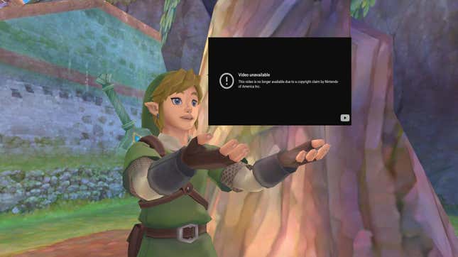 Link acts surprised after acquiring the latest Nintendo copyright strike. 