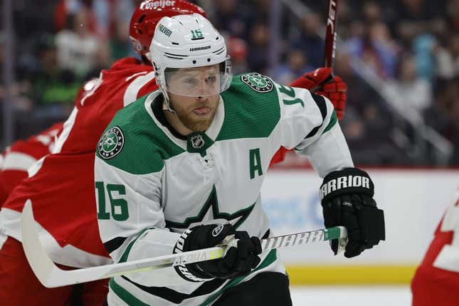 Apr 10, 2023; Detroit, Michigan, USA; Dallas Stars center Joe Pavelski (16) skates in the third period against the Detroit Red Wings at Little Caesars Arena.