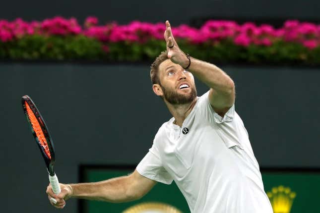 Jack Sock defeated Gregoire Barrere during the BNP Paribas Open at the Indian Wells Tennis Garden in Indian Wells, Calif., on March 9, 2023.

Bnp Paribas 2023 Jack Sock Vs Gregoire Barrere01