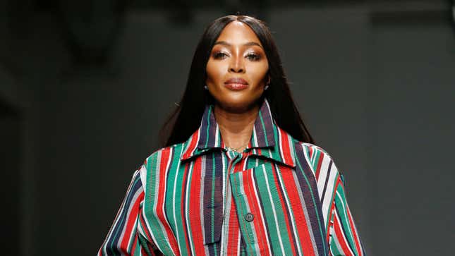 Naomi Campbell walks the runway of the Kenneth Ize show in Paris Fashion Week Fall/Winter 2020/2021 on February 24, 2020, in Paris, France.