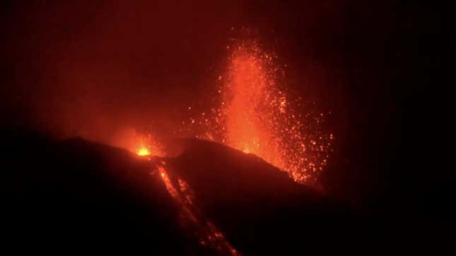 Lava erupts from the Stromboli volcano on Aug. 28.