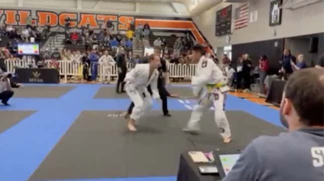 Image for article titled Watch Mark Get Zucked to the Mat in Recent Jiu-Jitsu Match