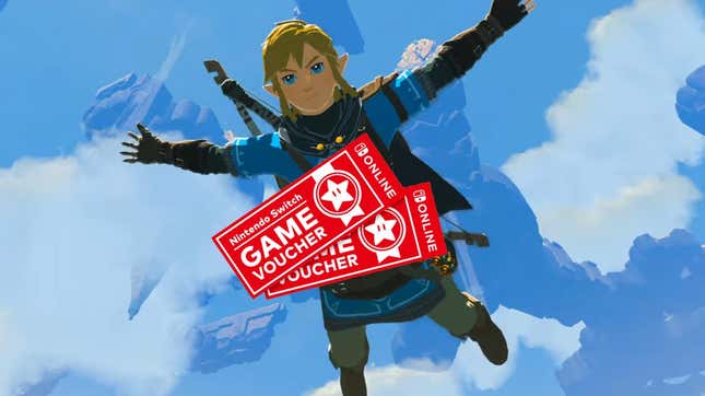 Link falls through the sky trying to nab coupons for his $70 game. 
