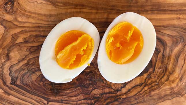 This is the ideal hard boiled egg. You may not like it, but this is what peak yolk doneness looks like.