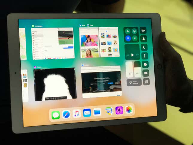 Apple’s new 12.9-inch iPad Pro running the forthcoming iOS 11 software.