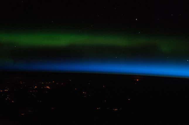 Image for article titled What the Northern and Southern lights look like from space