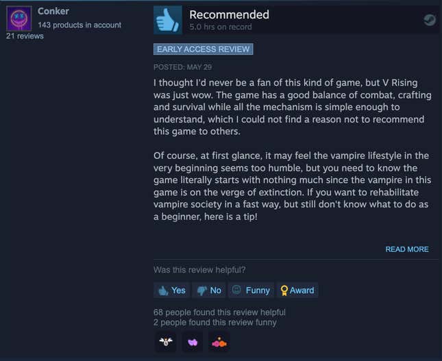 Image for article titled V Rising, As Told By Steam Reviews