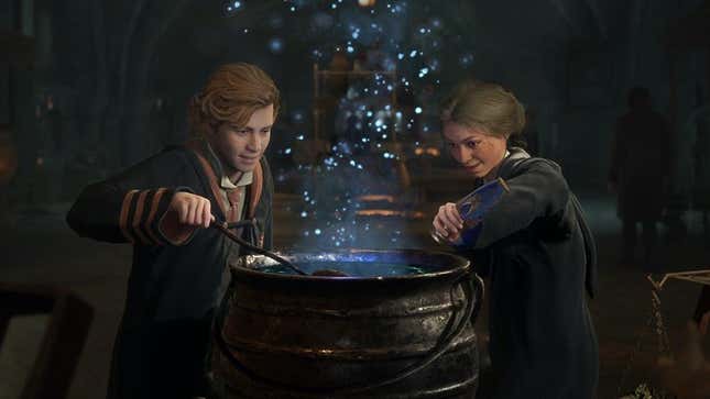 Wizards prepare a potion to wipe away their crimes. 