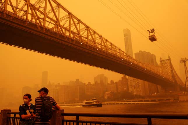 Smoke from Canadian wildfires turned New York City orange, prompting a “hazardous” rating from the air quality index.