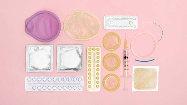Display of condoms, birth control pills, and other types of birth control 