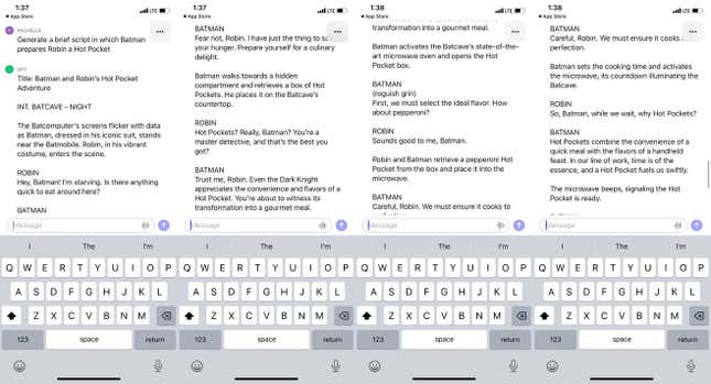 Capturas de pantalla de la app oficial de ChatGPT para iOS.