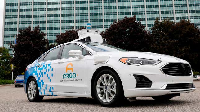 A photo of an Argo self-driving car. 