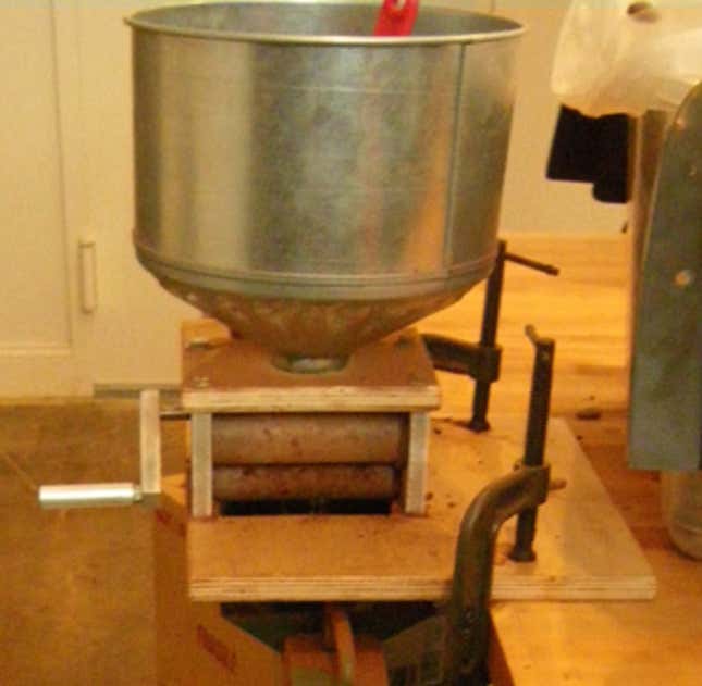 Crankandstein Cocoa Mill in the Mast Brothers Wiliamsburg factory in March 2009