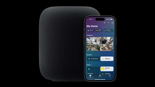 A promotional photo of the HomePod