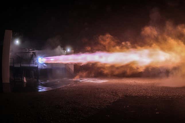 A Raptor engine is tested in 2016.