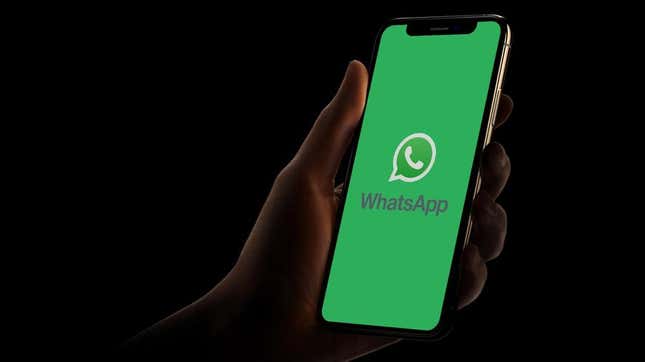 The WhatsApp logo on a cell phone.