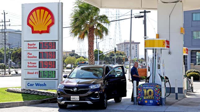 Gas prices at a Shell station in South San Francisco, California on October 3rd.