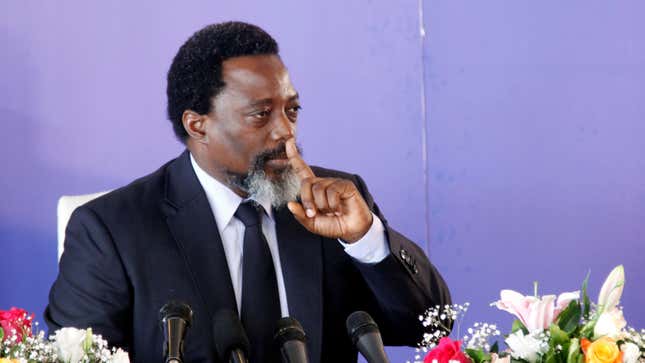 FILE PHOTO: Democratic Republic of Congo's President Joseph Kabila addresses a news conference at the State House in Kinshasa, Democratic Republic of Congo January 26, 2018.