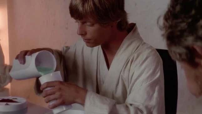 Luke, dreading breakfast, probably. 