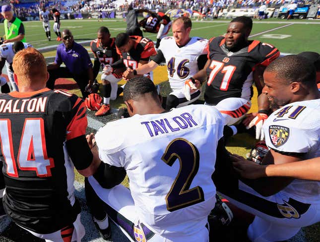 Image for article titled Everyone Praying At Midfield Thinking About Court Appearance