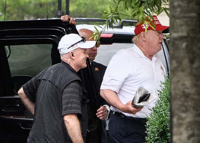 President Donald Trump steps out of his vehicle upon his return to the White House in Washington, DC, on June 28, 2020, after golfing at his Trump National Golf Club in Virginia.