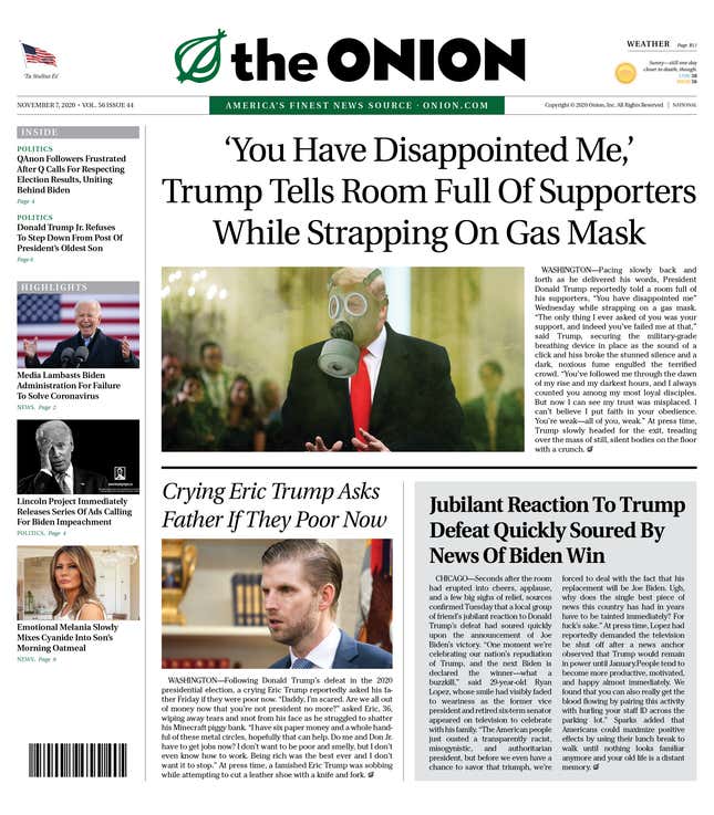 Image for article titled Today’s Historic Front Page: Nov. 7, 2020