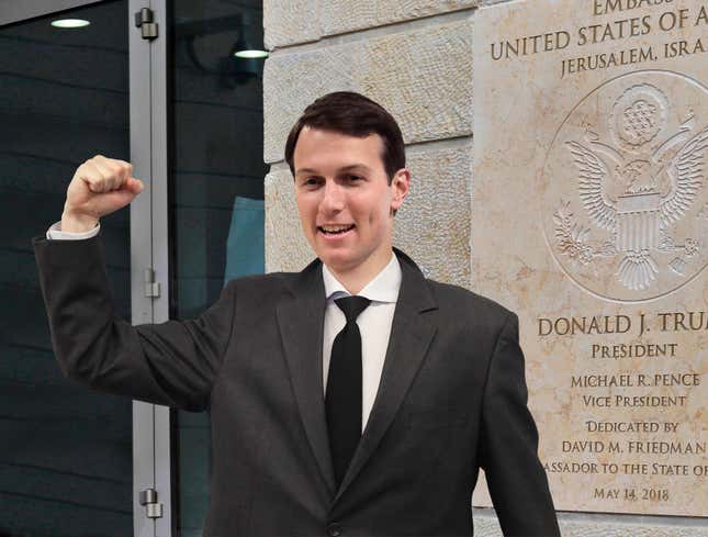 Image for article titled Fist-Pumping Jared Kushner Leaves Jerusalem Embassy Refreshed And Ready To Solve Next Global Crisis