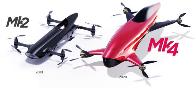 Imagen para el artículo titulado Como la F1, pero con coches voladores: así serán las carreras de drones tripulados de la Airspeed Series
