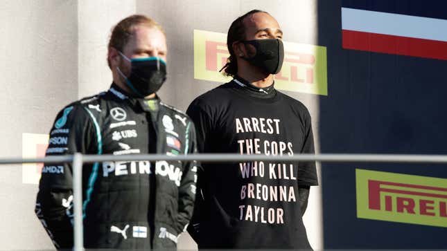 Image for article titled Lewis Hamilton Is Under Investigation For Wearing A T-Shirt: Report