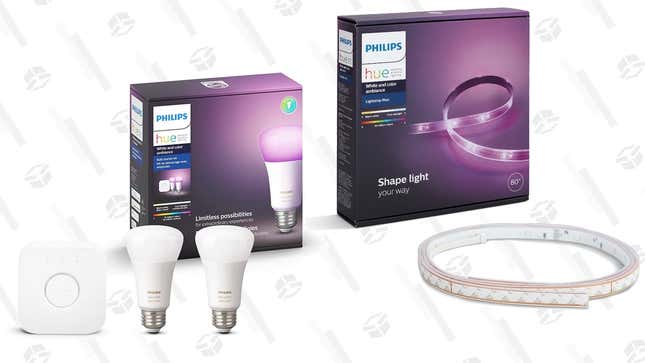 Philips Hue 2-Bulb Starter Kit | $100 | Amazon
Philips Hue Strip Light | $67 | Amazon 