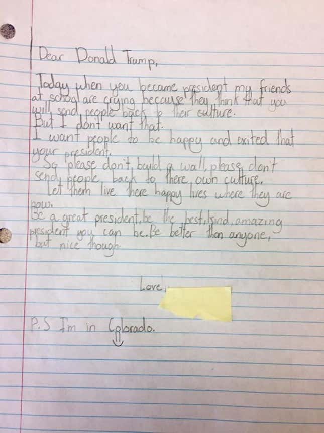 Photo via a 5th grade teacher from Denver, CO.