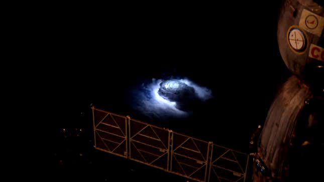A storm, visible from the ISS (not the storm in the new research).