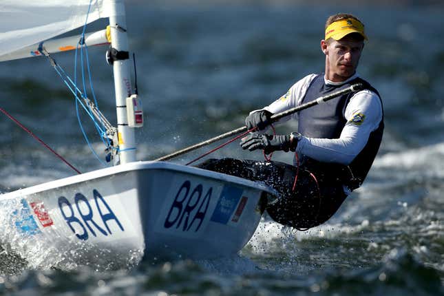As a Brazilian all-time sailing great, Robert Scheidt will be one of the most popular athletes of the Olymipcs. (Photo credit: Leo Correa/AP)