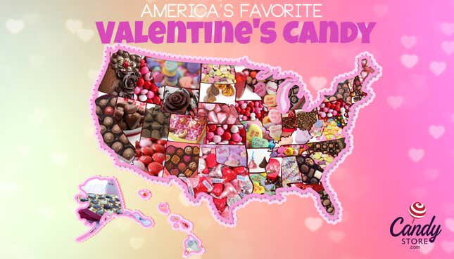 Image for article titled Map of each state’s favorite Valentine’s Day candy is one big chocolatey head-scratcher