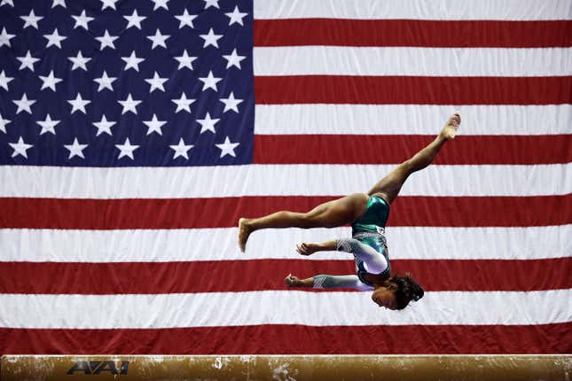 Image for article titled Simone Biles Dissatisfied With Her Own Performance That Included History-Making Dismount