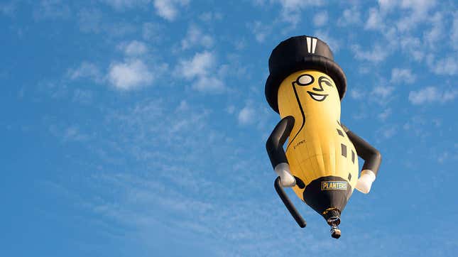 A Mr. Peanut hot air balloon in flight, 2016