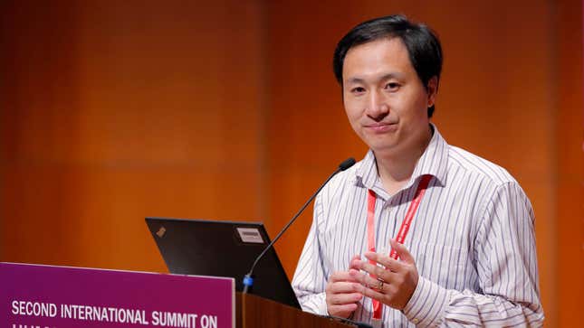 He Jiankui at the Human Genome Editing Conference in Hong Kong on November 28, 2018.