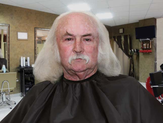 Image for article titled David Crosby Shows Photo Of Dwarven Blacksmith To Barber To Give Idea Of What He Wants