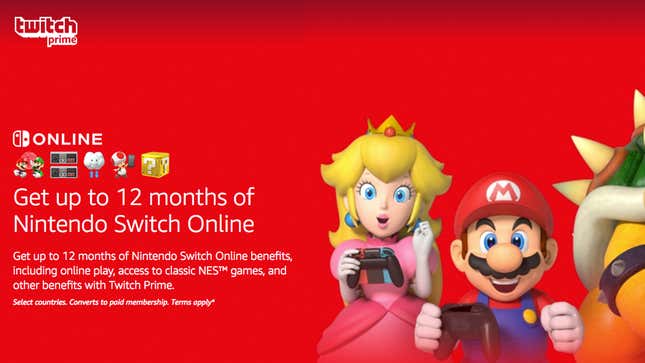 amazon prime free nintendo switch online