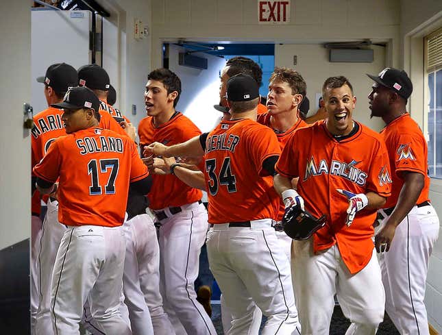 Image for article titled Marlins Players Enthusiastically Gather Around Stadium Exit After Walk-Off Home Run