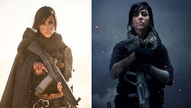 L: a photo from Haugen’s original pitch, R: a promotional image for Call of Duty: Modern Warfare