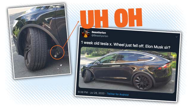 Image for article titled One Week-Old Tesla Model X Has Catastrophic Suspension Failure And The Resulting Twitter Feed Is As Bad As You&#39;d Think